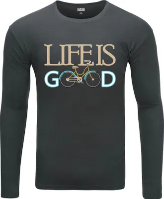 Produktbild von Herren Warm, Langarm-T-Shirt mit Druck Fahrradtext Dunkelgrau Gr.XXL