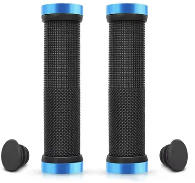 Produktbild von Fahrradgriffe – Lock-On-Griffe – Universal – Extra Grip – Schwarz/Blau – Aluminium/Kunststoff – 13 cm lang – Innengröße 22 mm – Griff für Ihr Fahrrad – CHPN