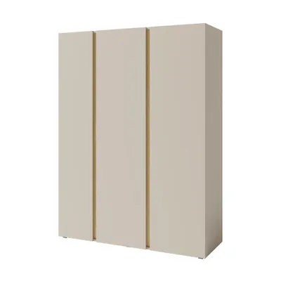 Produktbild von Drehtürenschrank LICO 145x195x50 cm Sandbeige, Kleiderschrank mit 3 Türen, 8 Regalböden und 2 Kleiderstangen, Moderner Stil