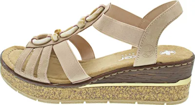 Produktbild von Rieker Damen Sandalette mit T-Riemen Plateau und Keilabsatz 63778, Größe:37 EU, Farbe:Rosa