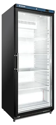 Produktbild von Lagerkühlschrank ECO 600 mit Glastür, Innenraum aus Kunststoff, schwarz