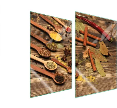 Image de Plaques de recouvrement pour cuisinière 2 pièces 35x52 Couverture de champ en vitrocéramique Planche à découper épices bois