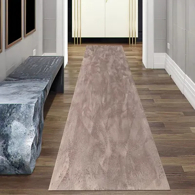 Produktbild von Teppich taupe samtig weich Hasenfell-Optik mit sanftem Glanz Größe - 80 x 300 cm