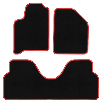 Produktbild von Velours-Fußmatten für Renault Scenic I 1996-2003 (Minivan) – 4-tlg, Schwarz/Rot, passgenau – Wielganizator CARLUX