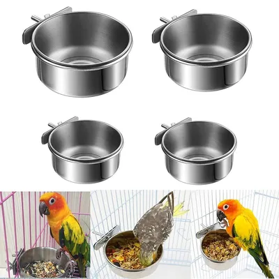 Produktbild von Vogelfutterspender, Edelstahl Vogelfutterbecher, 4-teilig, 2 kleine und 2 mittlere