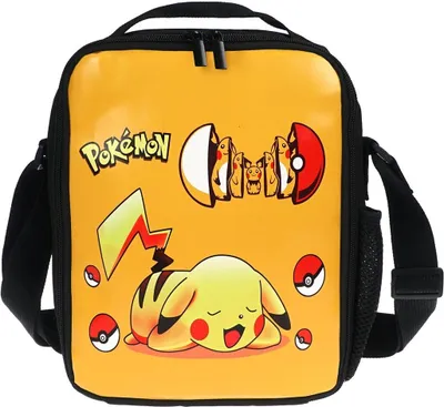 Obrázok produktu pre Detská taška na obed Pokemon | Izolovaná taška na obed s Pikachu | 21x26x6cm | Motív: Pokeball