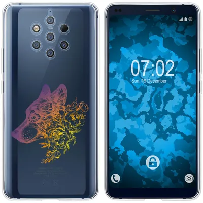 Produktbild von PhoneNatic Case kompatibel mit  Nokia 9 PureView Silikon-Hülle Floral Wolf M3-3