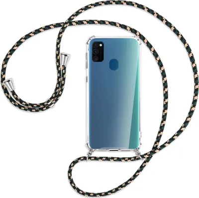 Produktbild von Handykette Backcover-Schutzhülle mit Band (Metall silberfarben) für Samsung Galaxy M30s - camouflage