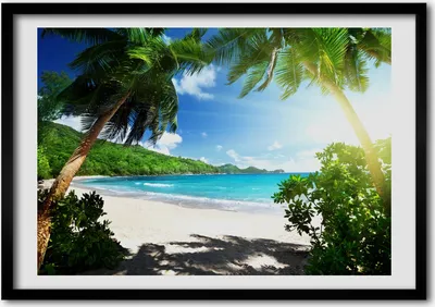 Produktbild von Bild - Bilder - Bilderrahmen - 70 cm x 50 cm - MDF-Rahmen, Wandkunst Seychellen-Strand