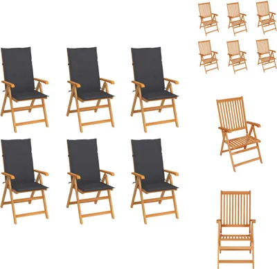 Produktbild von vidaXL Gartenstühle 6 Stk. mit Anthrazit Kissen Massivholz Teak -  Gartenstühle