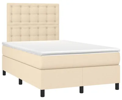 Zdjęcie produktu dla vidaXL Łóżko sprężynowe z materacem kremowe 120x190 cm tkanina
