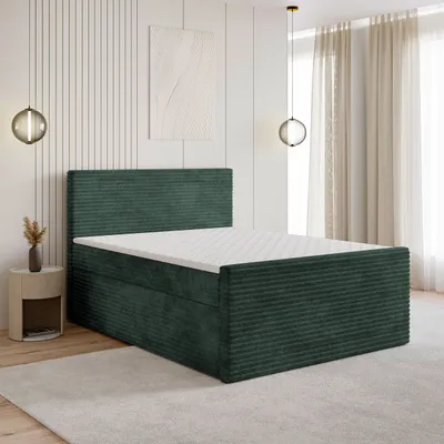 Produktbild von Masseno Boxspringbett NOLEN 160x200 cm Komplett-Set mit Bonell Matratze und Topper, Polsterbett mit Bettkästen -Grün, TILIA 39