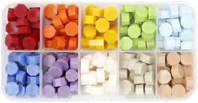 Imagen del producto de Sellos de cera, 200 unidades de sellos de cera octagonales de estilo vintage, ideales para manualidades, invitaciones de boda y para sellar sobres