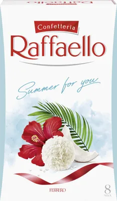 Zdjęcie produktu dla Ferrero Raffaello 8 sztuk czekoladek kokosowo-migdałowych Opakowanie 80 g
