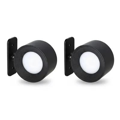 Produktbild von 2er Set LED Akku Wandlampe Schwarz 360° mit Magnet Warmweiß 3 Leuchtstufen Wandleuchte Wiederaufladbar