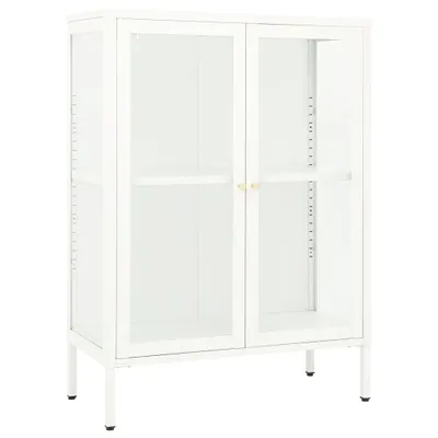 Immagine prodotto di Credenza Bianca 75x35x105 cm in Acciaio e Vetro
