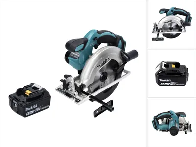 A cordless circular saw and a battery pack are displayed against a white background.