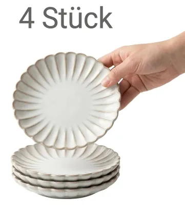 Set aus 4 Porzellantellern „Muschel“, 15 cm
