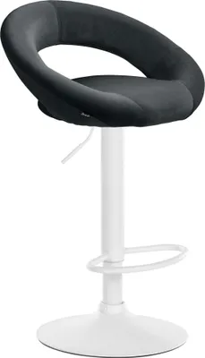 Produktbild von Barhocker MEKIM - Samt Schwarz 53x47x80 cm Weiß | Barstuhl Höhenverstellbar Mit Lehne Drehbar Tresenhocker Tresenstuhl Kneipenhocker Kneipenstuhl