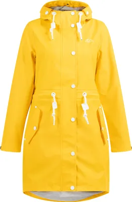 Produktbild von Damen Regenjacke gelb Größe S winddicht wasserabweisend mit Jerseyfutter und großer Kapuze