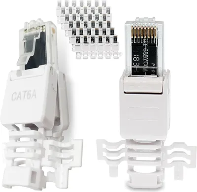 Produktbild von 100x Netzwerkstecker Netzwerk Stecker werkzeuglos Cat7 Cat6 Cat5 LAN Kabel RJ45