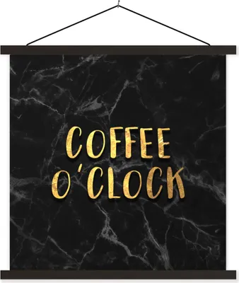 Produktbild von MuchoWow® Textilposter Zitat - Kaffee - Gold - Marmor 120x120 cm mit schwarzem Rahmen - Aufhängungsset
