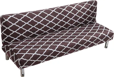 Produktbild von Elastischer Ohne Armlehnen Sofabezug Armlos Sofaüberwurf Stretch Futon Schutzhülle 3-Sitzer vollklappbar Couch Sofa Shield für Klappcouch ohne Armlehnen( Brown Geometric )