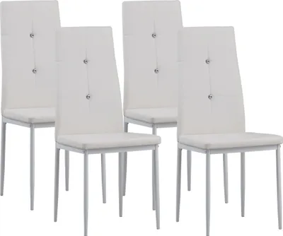 Produktbild von Albatros Esszimmerstühle DIAMOND 4er Set, Weiss - Edler Diamant-Look, Polsterstuhl mit Kunstleder-Bezug, Modernes Stilvolles Design am Esstisch Küchenstuhl Stuhl Esszimmer hohe Belastbarkeit