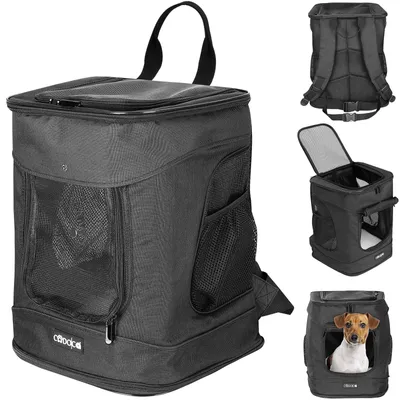 Produktbild von Hunderucksack Hunderucksack Hundetragetasche - Bis 20 kg - Faltbar - Schwarz - Für kleine Hunde und Katzen