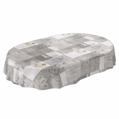 Produktbild von Tischdecke Wachstuch Holz Grau Robust Wasserabweisend Oval Breite 140 cm Länge 200 cm