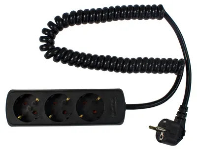 Produktbild von as-Schwabe 3-fach Steckdosenleiste Spiralkabel 2,5m Leitung 230V 16A IP20