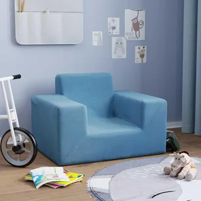 Produktbild von vidaXL Kindersofa Blau Weich Plüsch