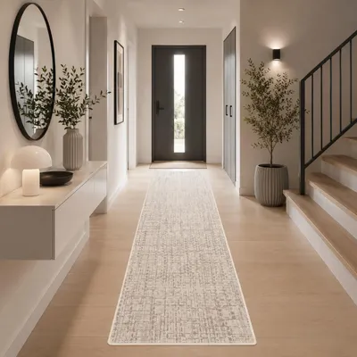 Produktbild von In & Outdoor Teppich Läufer Flachgewebe Oslo Creme Schwarz Meliert, Größe:80x400 cm