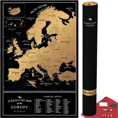 Produktbild von Elzusha – Große Farbkarte Europa – Reisekarte 60 x 40 cm mit Zubehör