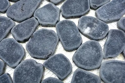 Produktbild von Handmuster Mosaik Fliese Flußkiesel Steinkiesel Kiesel geschnitten schwarz MOS30-0302_m
