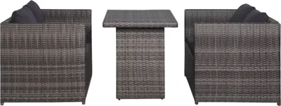 Image de vidaXL Ensemble Bistro 3 pièces avec coussins Poly Rattan Gris