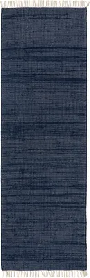 Image de Tapis Interiyou en matériau recyclé Toledo bleu foncé 80 x 300 cm
