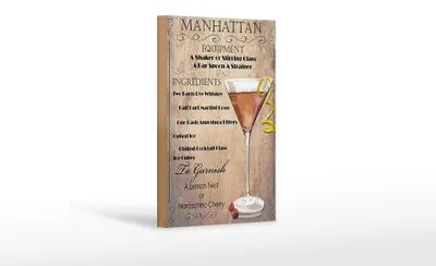 Produktbild von Holzschild Alkohol 12x18cm Manhattan Equipment ingredients