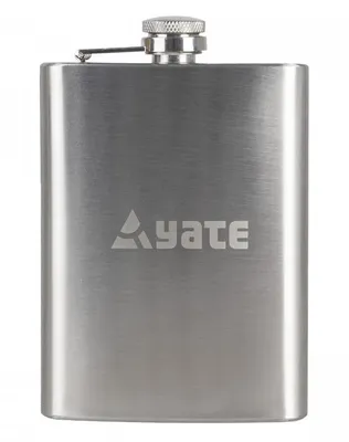 Produktbild von Edelstahlflasche 235 ml, 14x9,5x2 cm, mit Schraubverschluss, geschmacksneutral, passt in Brusttasche