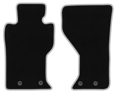 Image de Tapis de sol en moquette pour Mazda MX-5 IV 2014- (coupé/cabriolet) – jeu 4 pièces, noir/argent, sur mesure – Wielganizator CARLUX