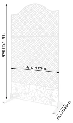 Image de Paravent décoratif autoportant - Acier - 100 x 50 x 185 cm - Pour terrasse, balcon et jardin - Blanc