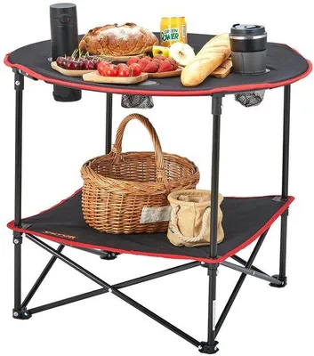 Productafbeelding van Famanu campingtafel met 4 bekerhouders - Multifunctionele tuintafel, 720x720 mm