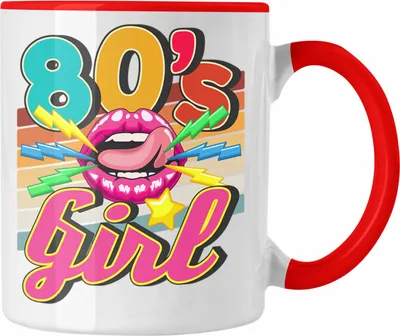 Produktbild von Trendation - 80er Jahre Girl Tasse Geschenk 80. Jahre Geschenkdidee Errinerrung (Rot)