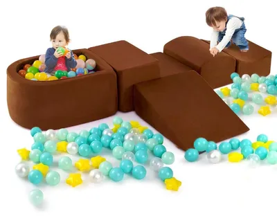 Produktbild von 5-teiliges Kletterset aus Schaumstoff mit Bällebad für Kinder