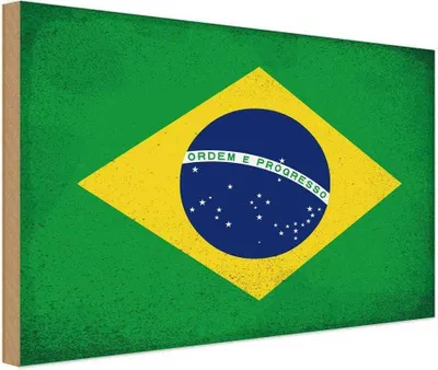 Produktbild von vianmo Holzschild 12x18 cm Brasilien Brazil Vintage Flagge Fahne Wappen