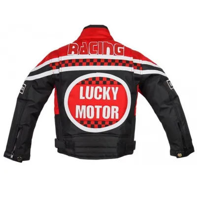 Produktbild von Kinder Motorradjacke Bikerjacke Motorrad Racing Winddicht Patch Biker Rocker (2XL,Rot)