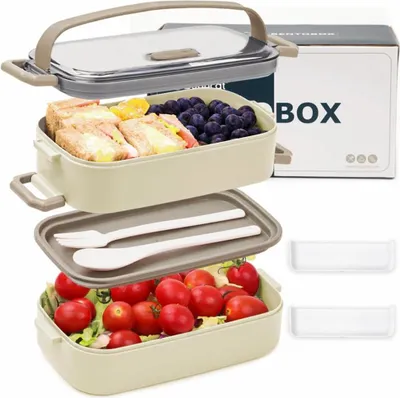Produktbild von Lunchbox 1700 ML, 3 in 1 Edelstahl Brotdose mit 4 Fächern
