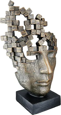 Imagen del producto de Máscara de bronce estilo Casablanca, figura decorativa, estatua de resina para sala de estar u oficina. Altura: 30 cm, Ancho: 16 cm. Esculturas modernas, decoración para oficina