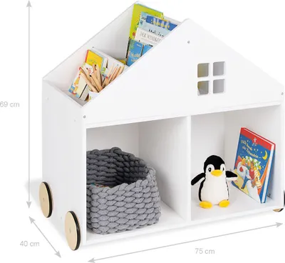 Produktbild von Kinderbücherregal mit Rollen 'Hus', weiß