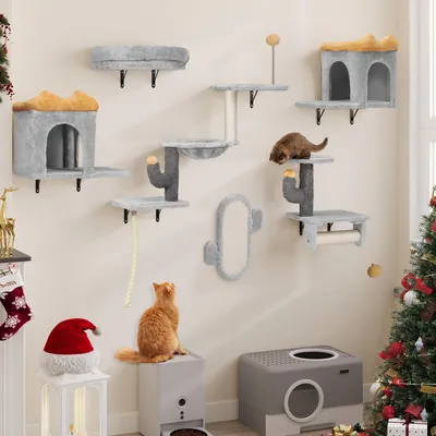 Produktbild von Katzenkletterwand-Set mit Haus, Hängematte und Spielball